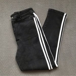 Wild Honey Black Jeans White Racer Stripes High Waisted High Rise Size Small